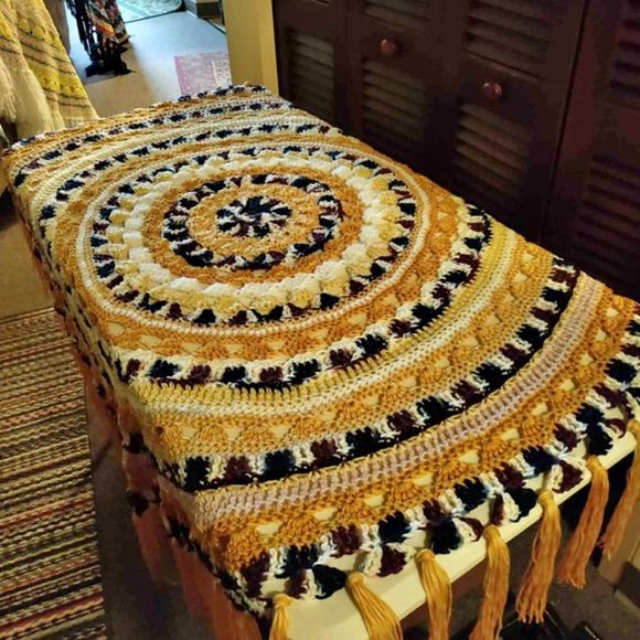 Handcrafted Crochet Blanket | Handmade Home Décor Tablecloth Table Cover - Picture 3 of 8